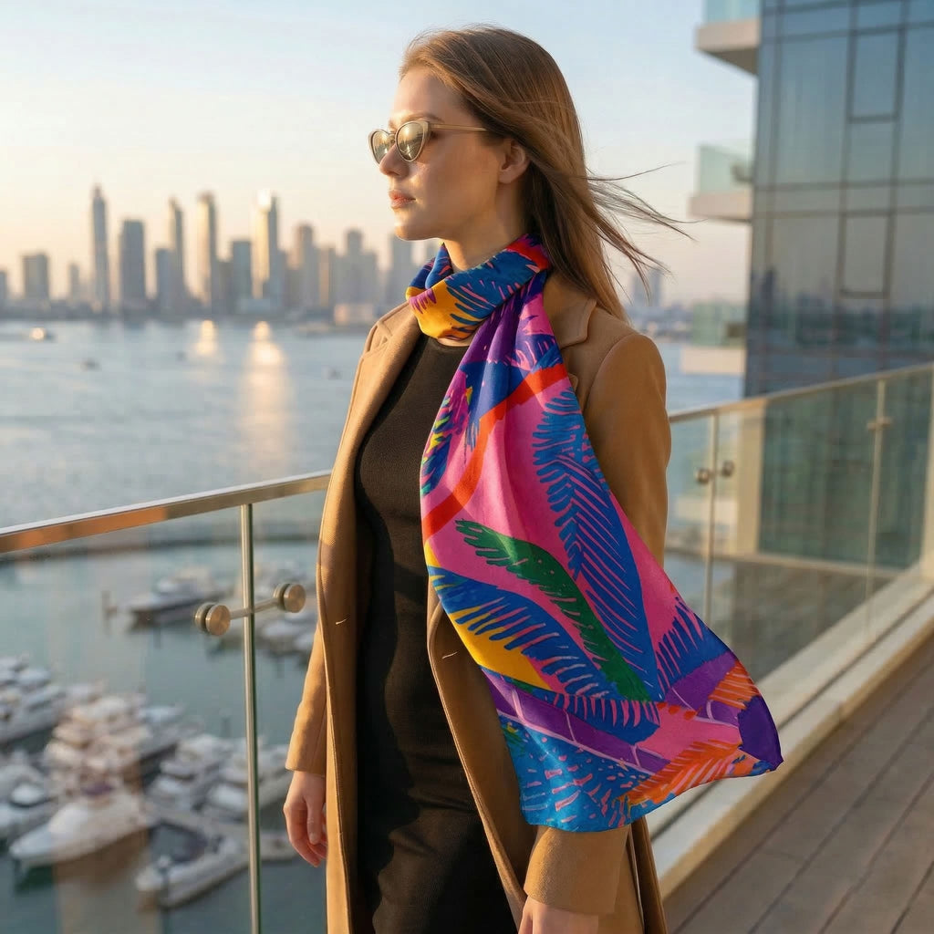 SUNSET PARADISE SILK LONG LADIES SCARF