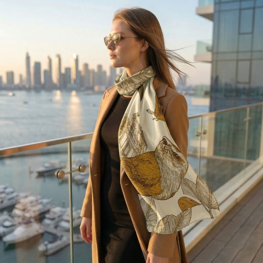 ROYAL BOTANICAL AVIARY SILK LONG LADIES SCARF