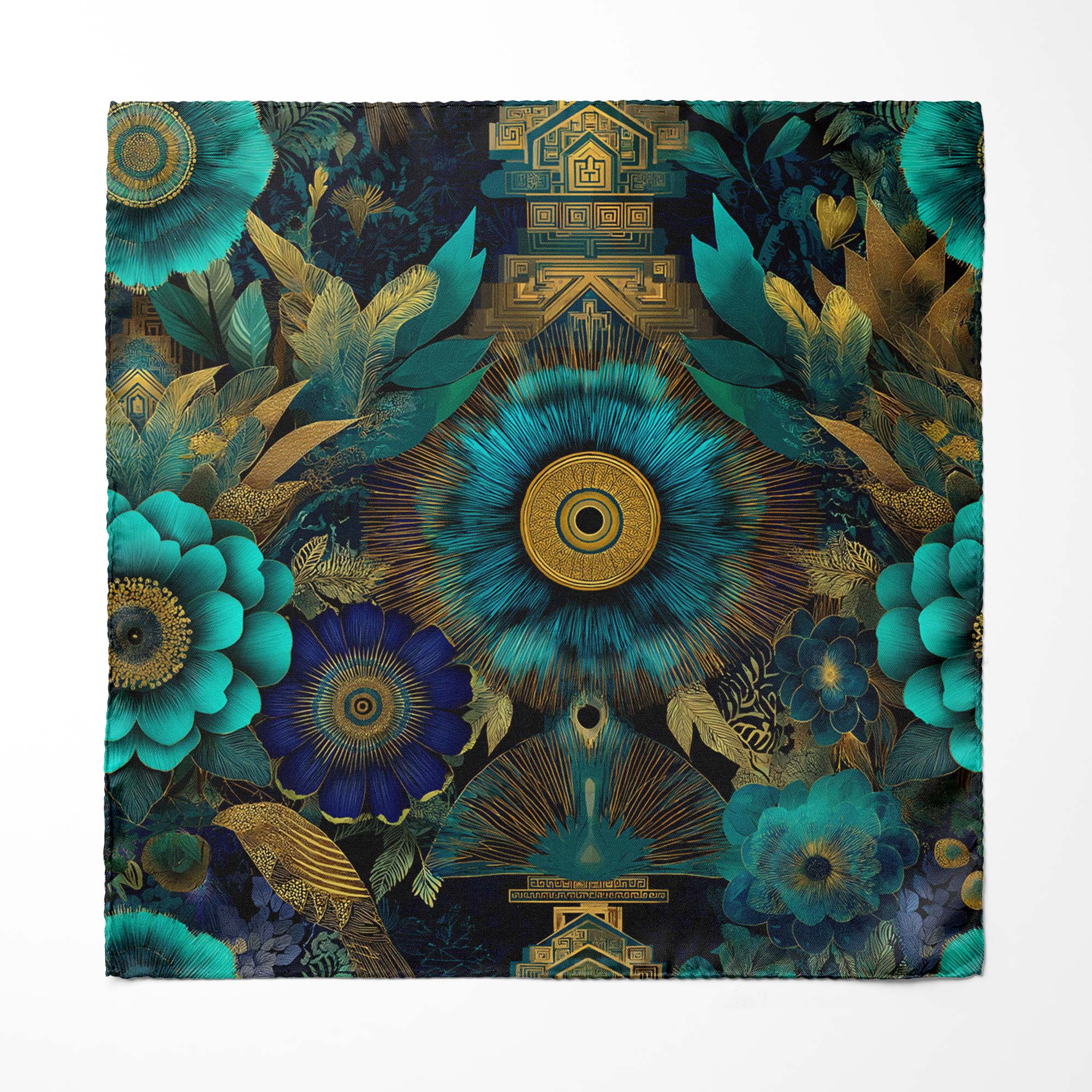 TEAL ORACLE SILK POCKET SQUARE