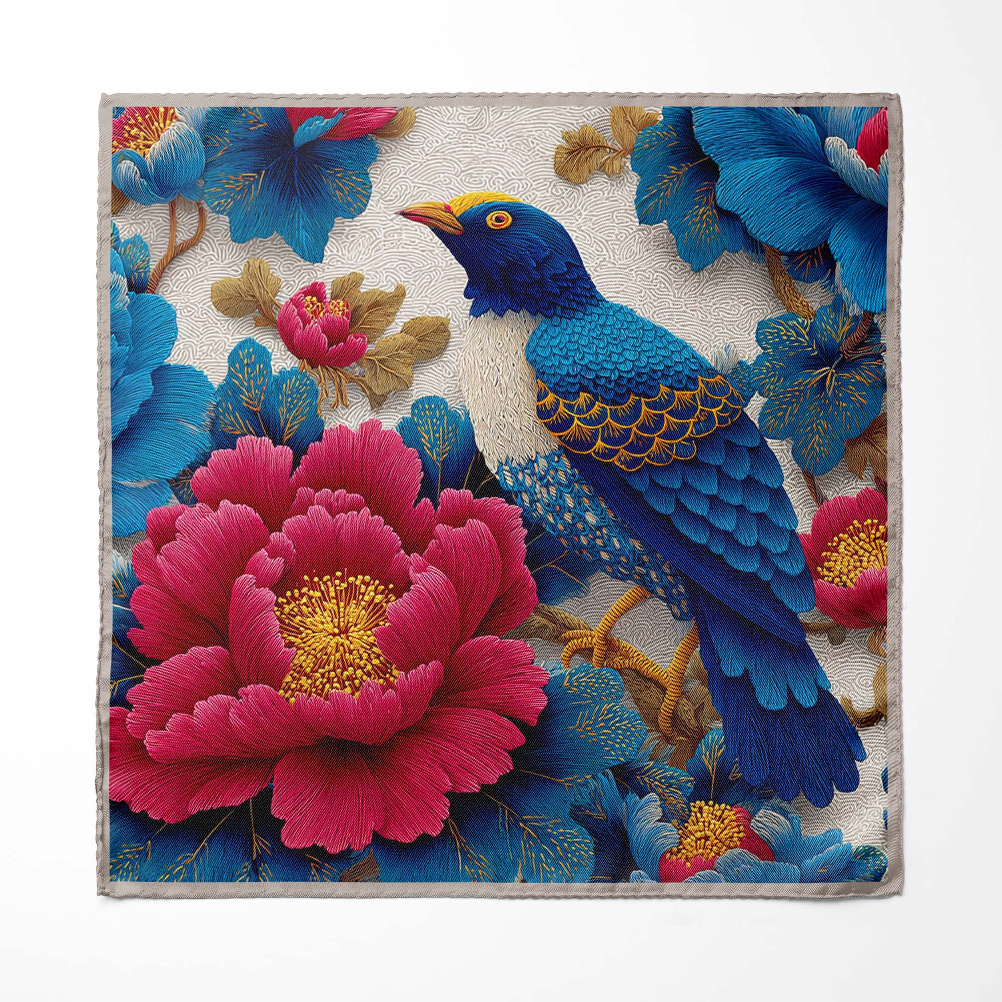 THE GILDED BIRD SILK POCKET SQUARE