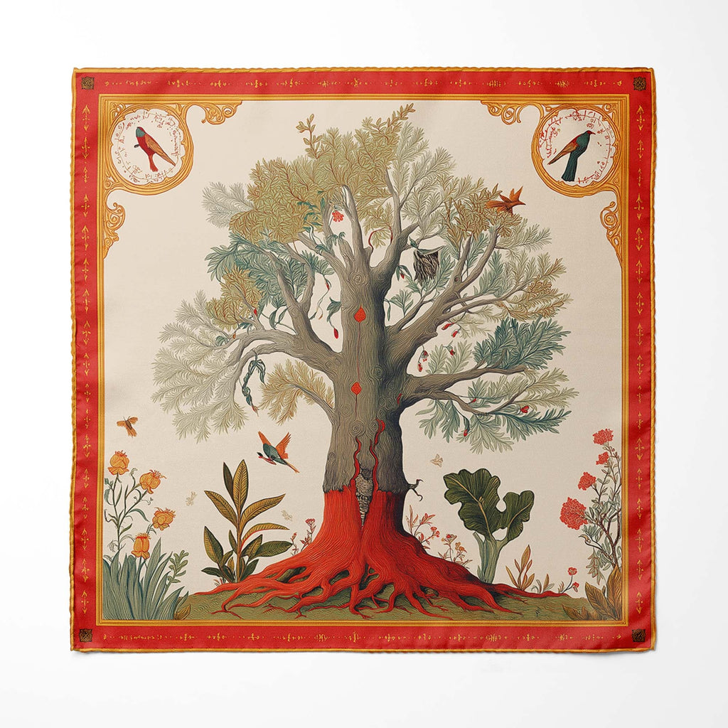 TREE OF LIFE SILK POCKET SQUARE