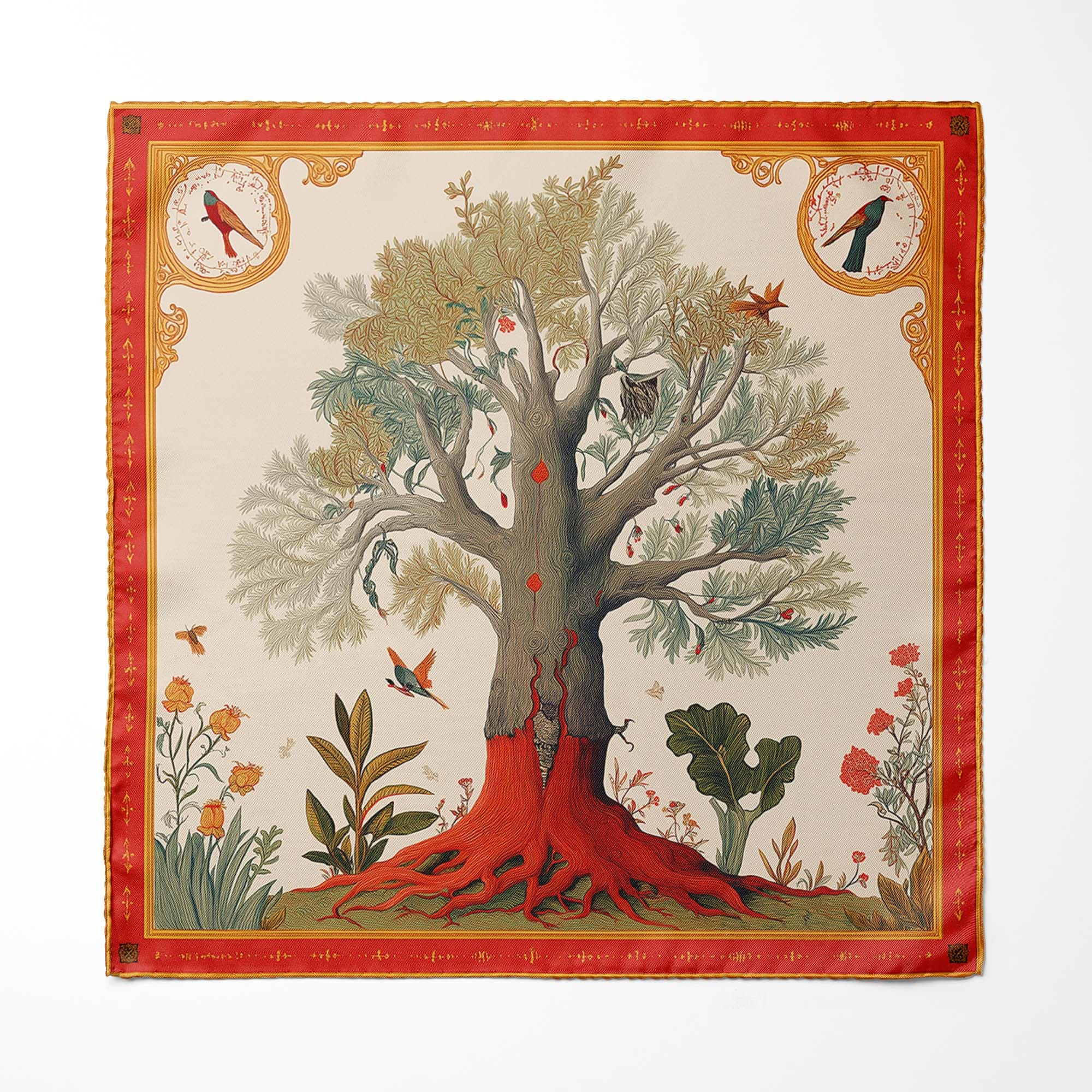 TREE OF LIFE SILK POCKET SQUARE