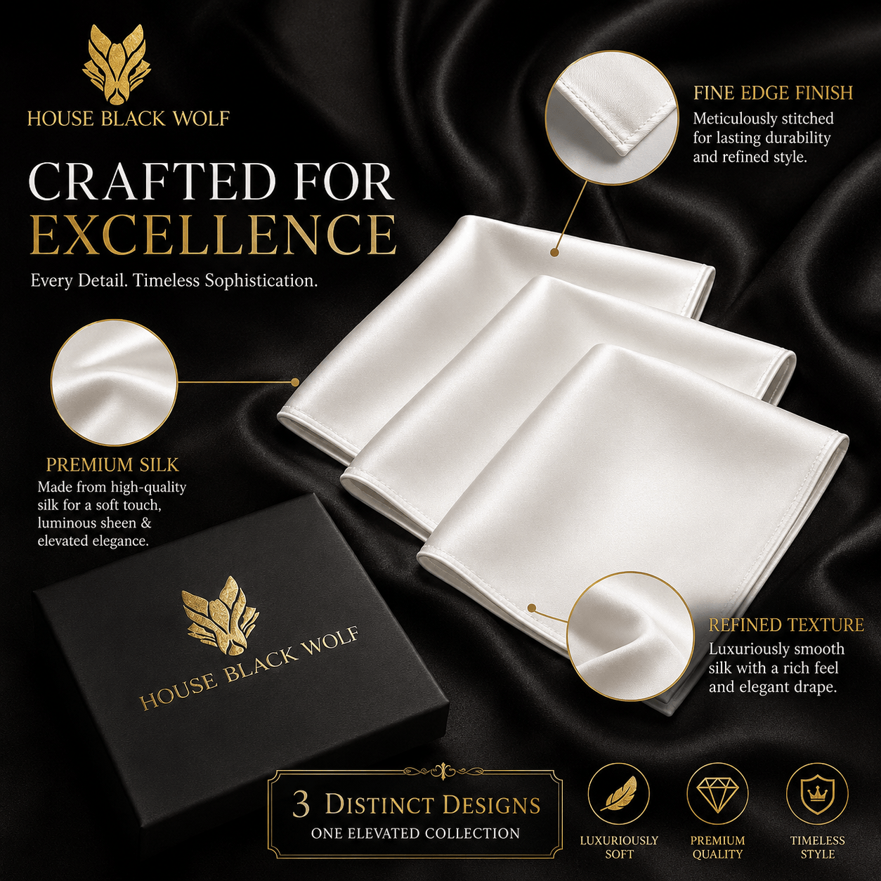 PACK OF 3 POCKET SQUARES