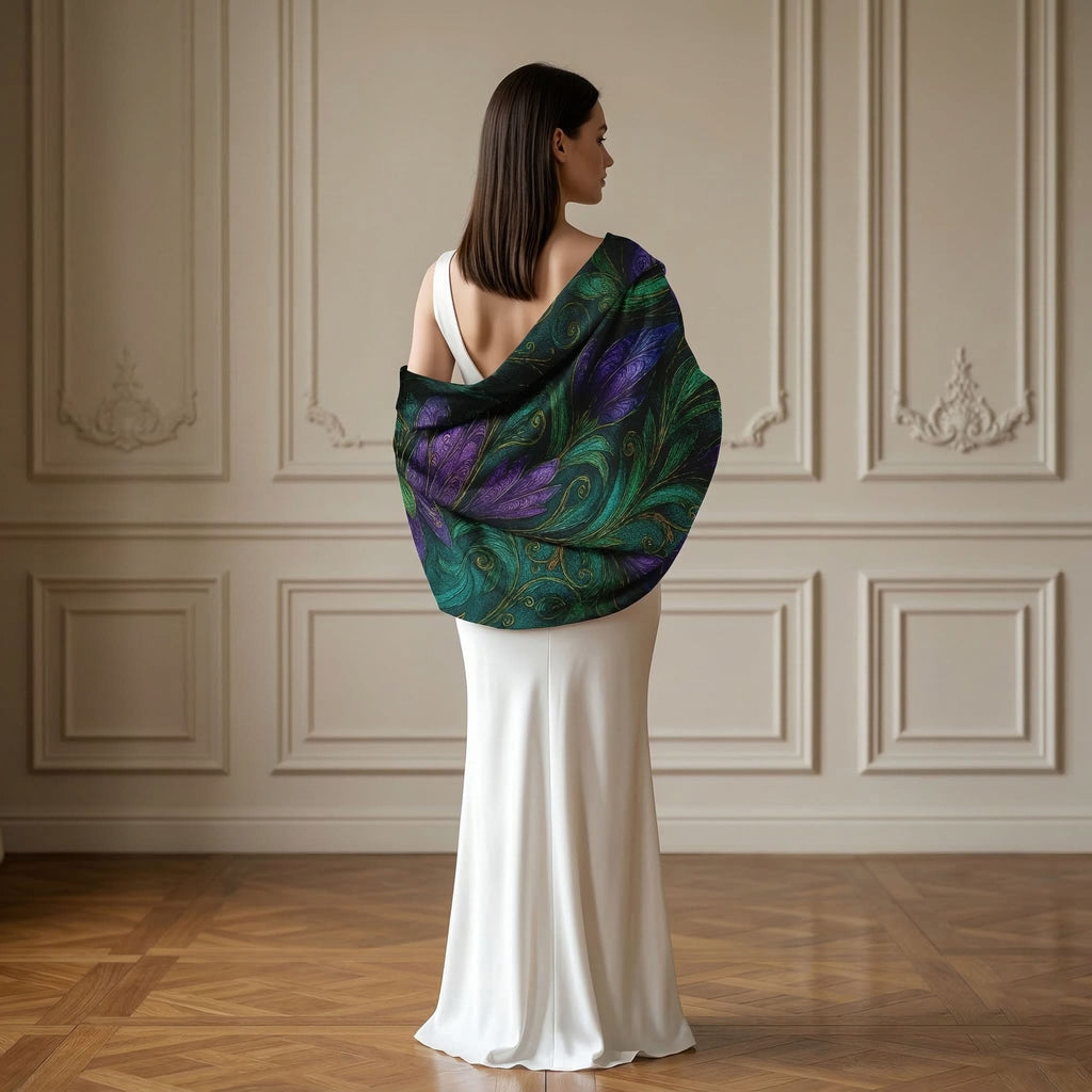 EMERALD BLOOM MANDALA SILK LONG LADIES SCARF