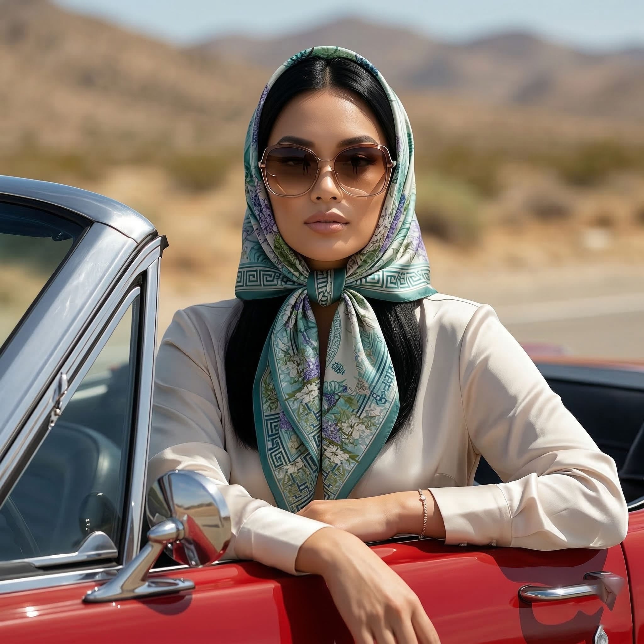 ETHEREAL LOTUS SILK HEAD SCARF