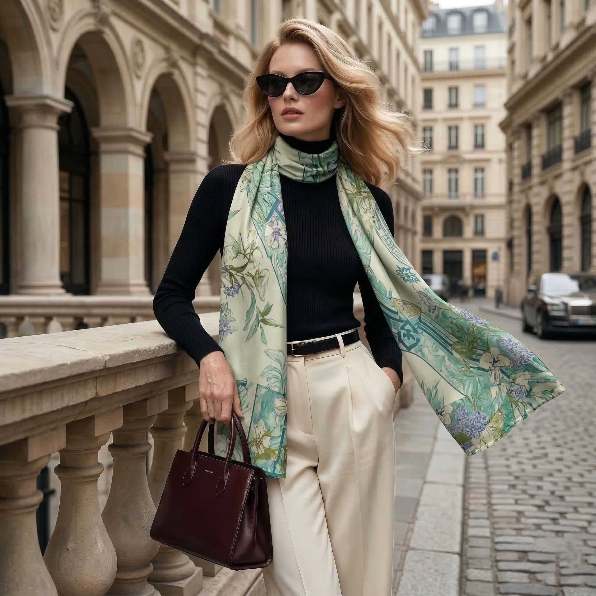 ETHEREAL LOTUS SILK LONG LADIES SCARF