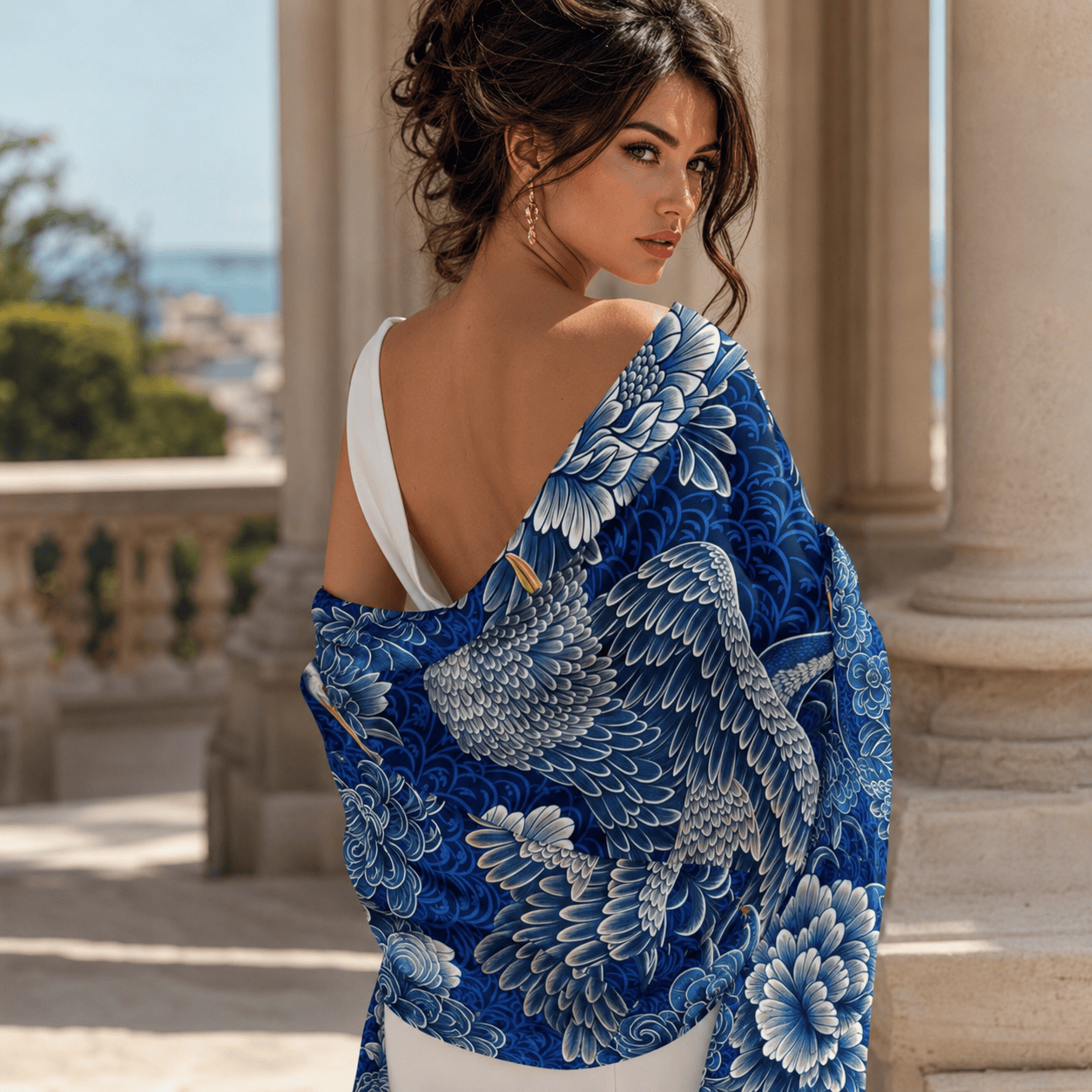 ALEXANDER CHINOISERIES SILK LONG LADIES SCARF