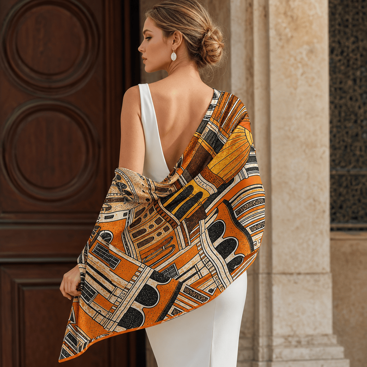 ARCHITECTURAL MOSAIC SILK LONG LADIES SCARF