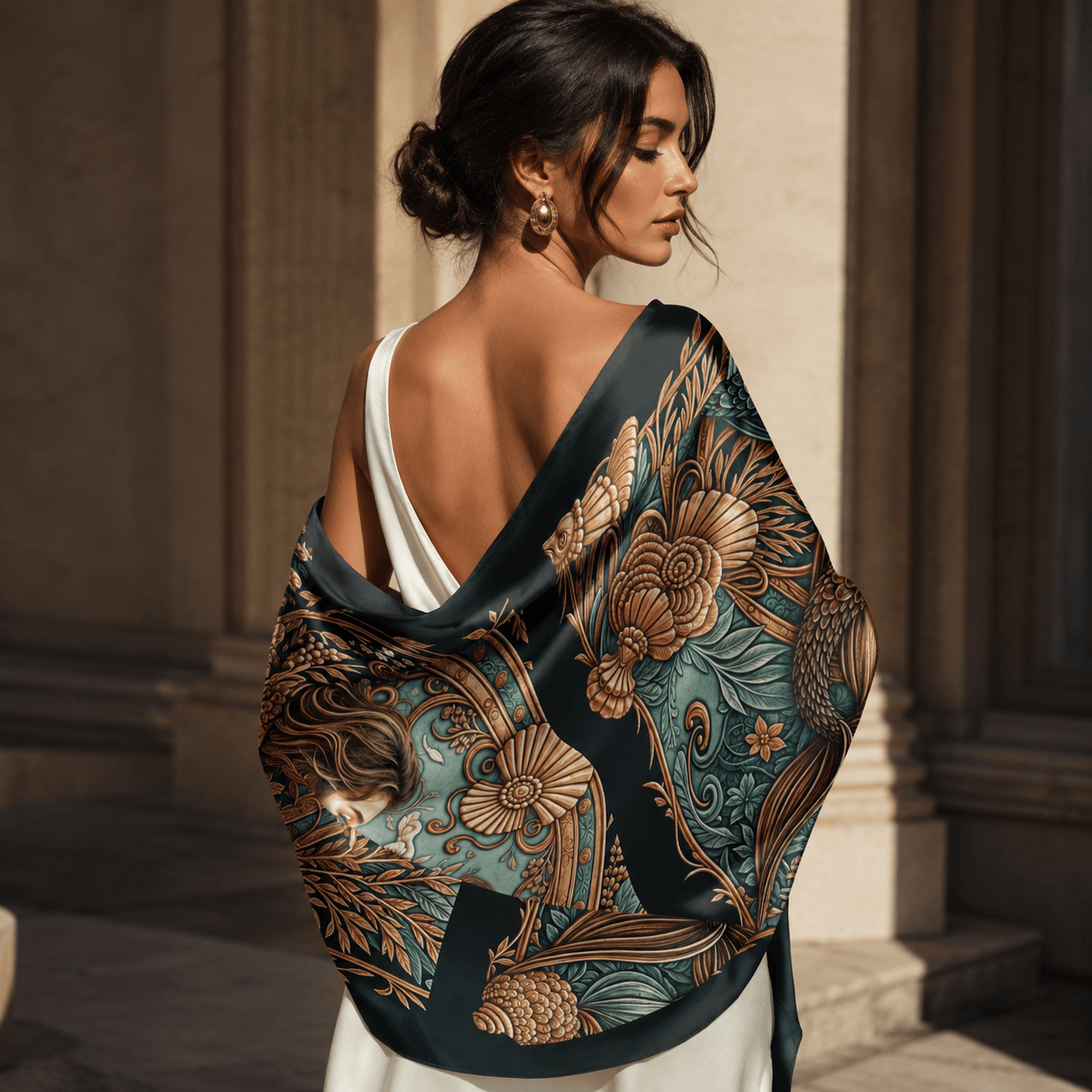 ART NOUVEAU SILK LONG LADIES SCARF
