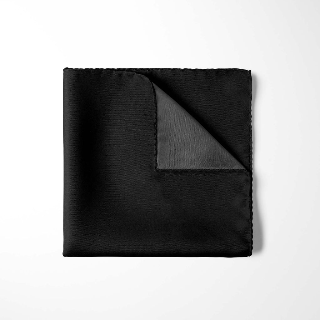 JET BLACK SILK POCKET SQUARE