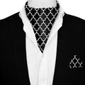 SILVER GEOMETRIC  SILK ASCOT AND POCKET SQUARE SET – PREMIUM COLLECTION