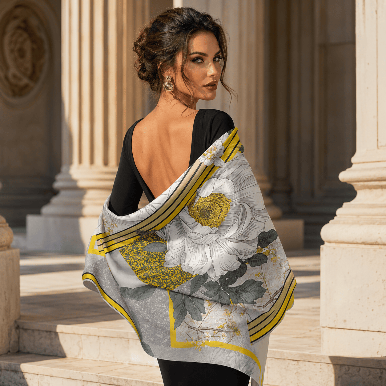 CONTEMPORARY GARDEN MIX SILK LONG LADIES SCARF