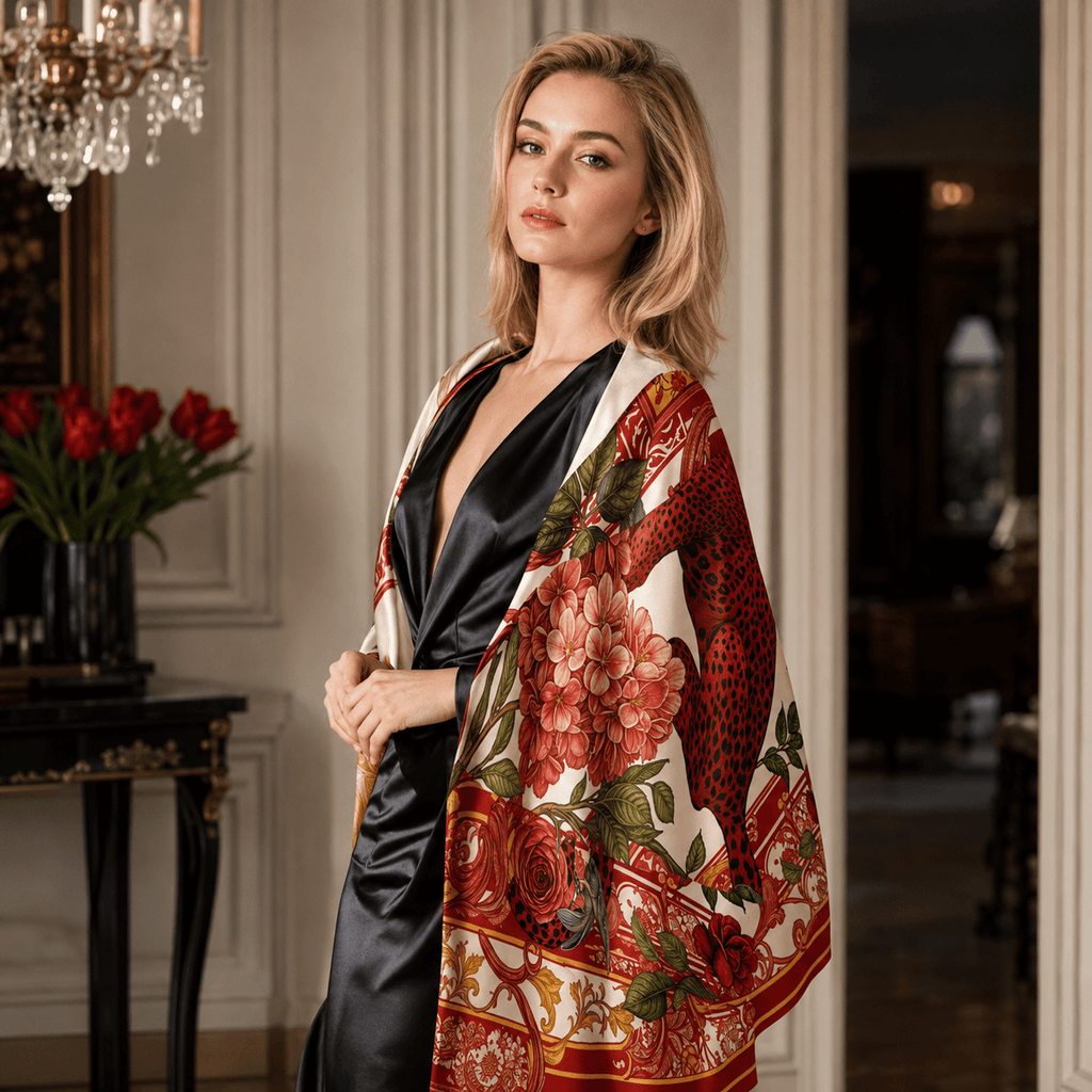 CRIMSON SILK LONG LADIES SCARF