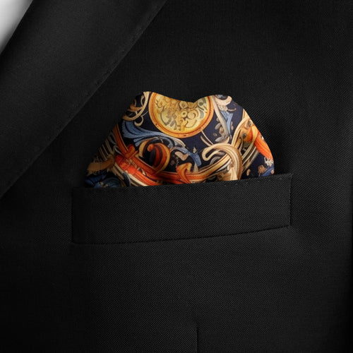 Vintage Pocket Square | Silk Pocket Square | Black Wolf