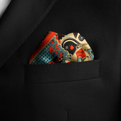 Printed Pocket Square | Unique Pocket Square | Black Wolf