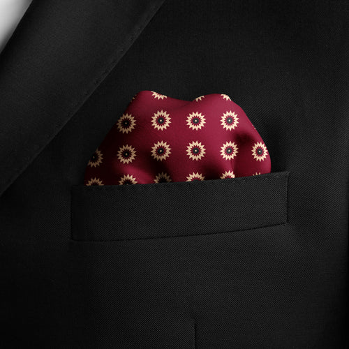 RED REVISABLE SILK POCKET SQUARE