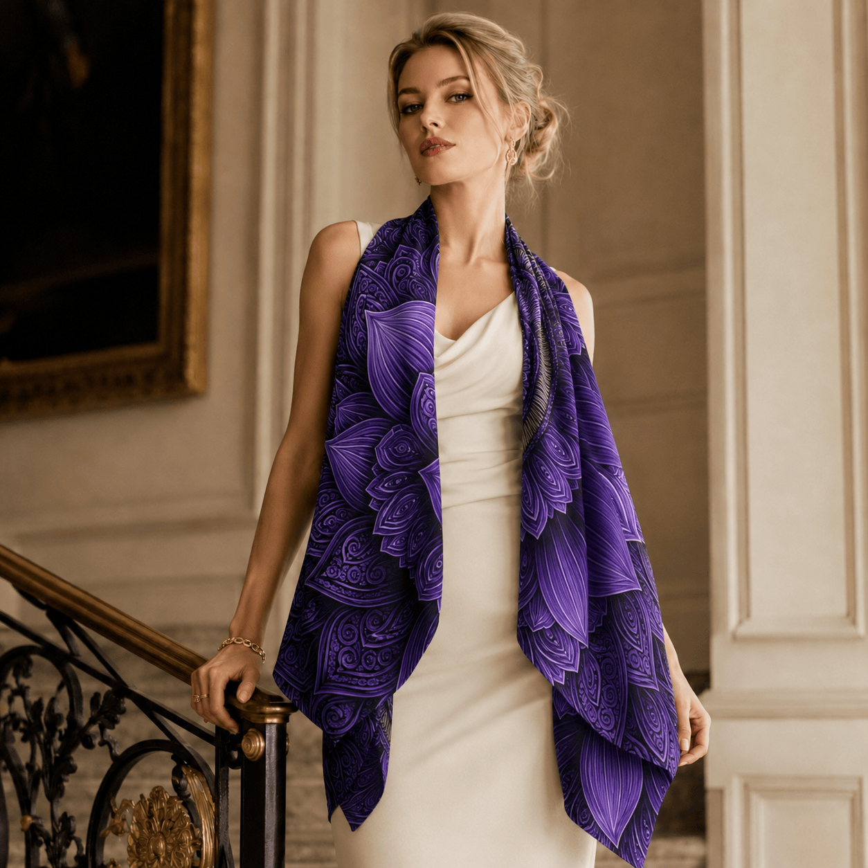 ELEGANT LAVENDER SILK LONG LADIES SCARF