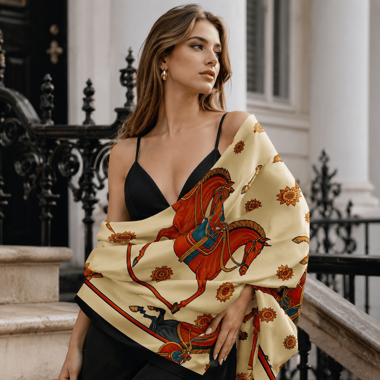 EQUESTRIAN PARADE SILK LONG LADIES SCARF