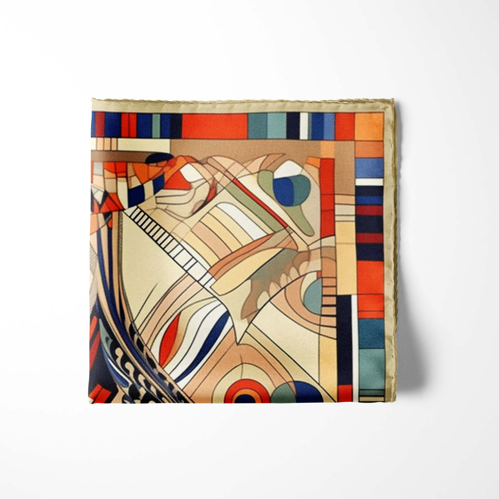 VINTAGE ART SILK POCKET SQUARE