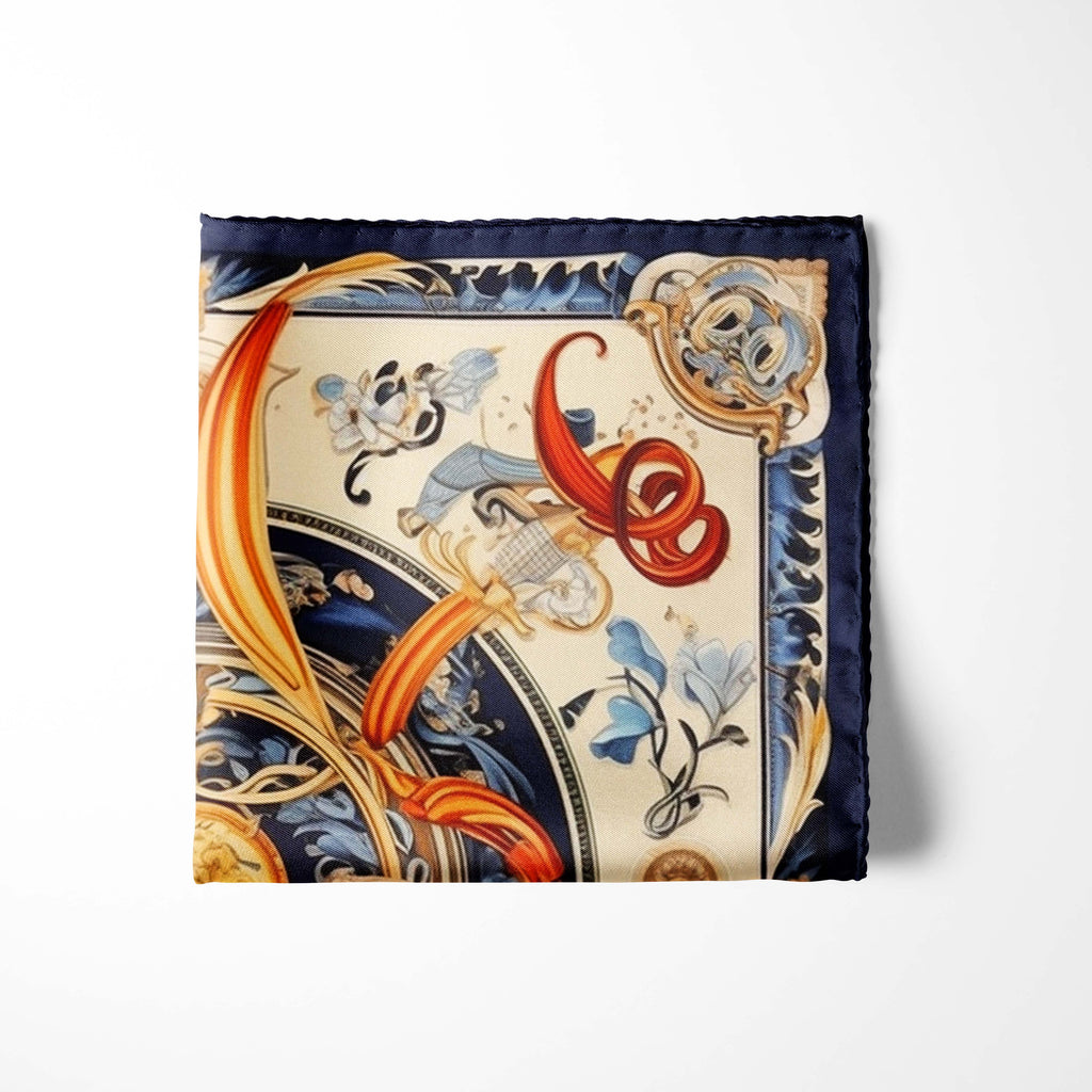 Vintage Pocket Square | Silk Pocket Square | Black Wolf