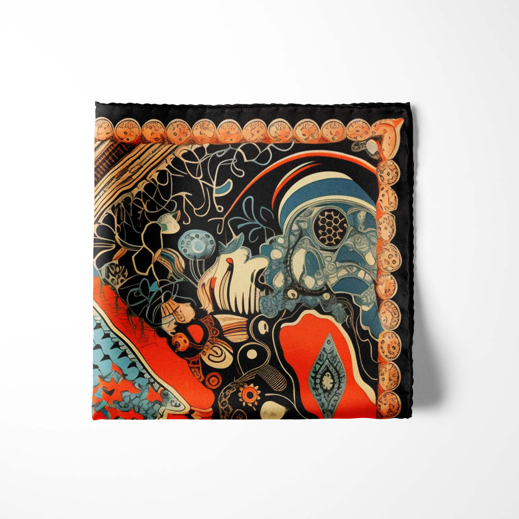 Printed Pocket Square | Unique Pocket Square | Black Wolf