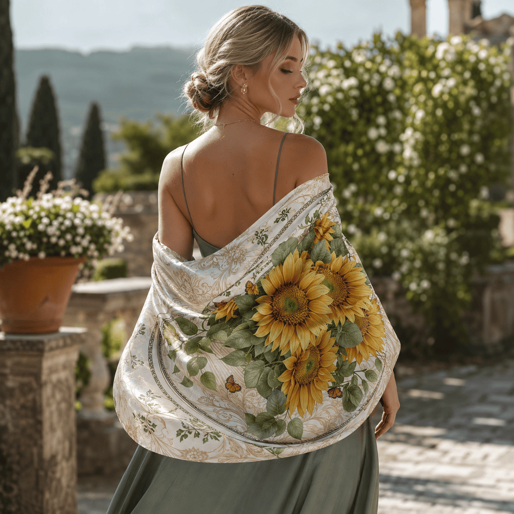 FLOWER MEADOW SILK LONG LADIES SCARF