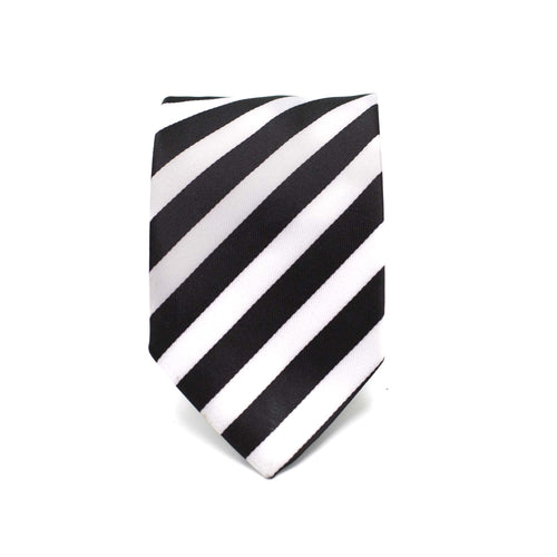 BLACK TUX STRIPE TIE AND POCKET SQUARE SET