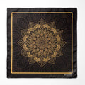 BLACK  AND GOLD ORNAMENT SILK POCKET SQUARE