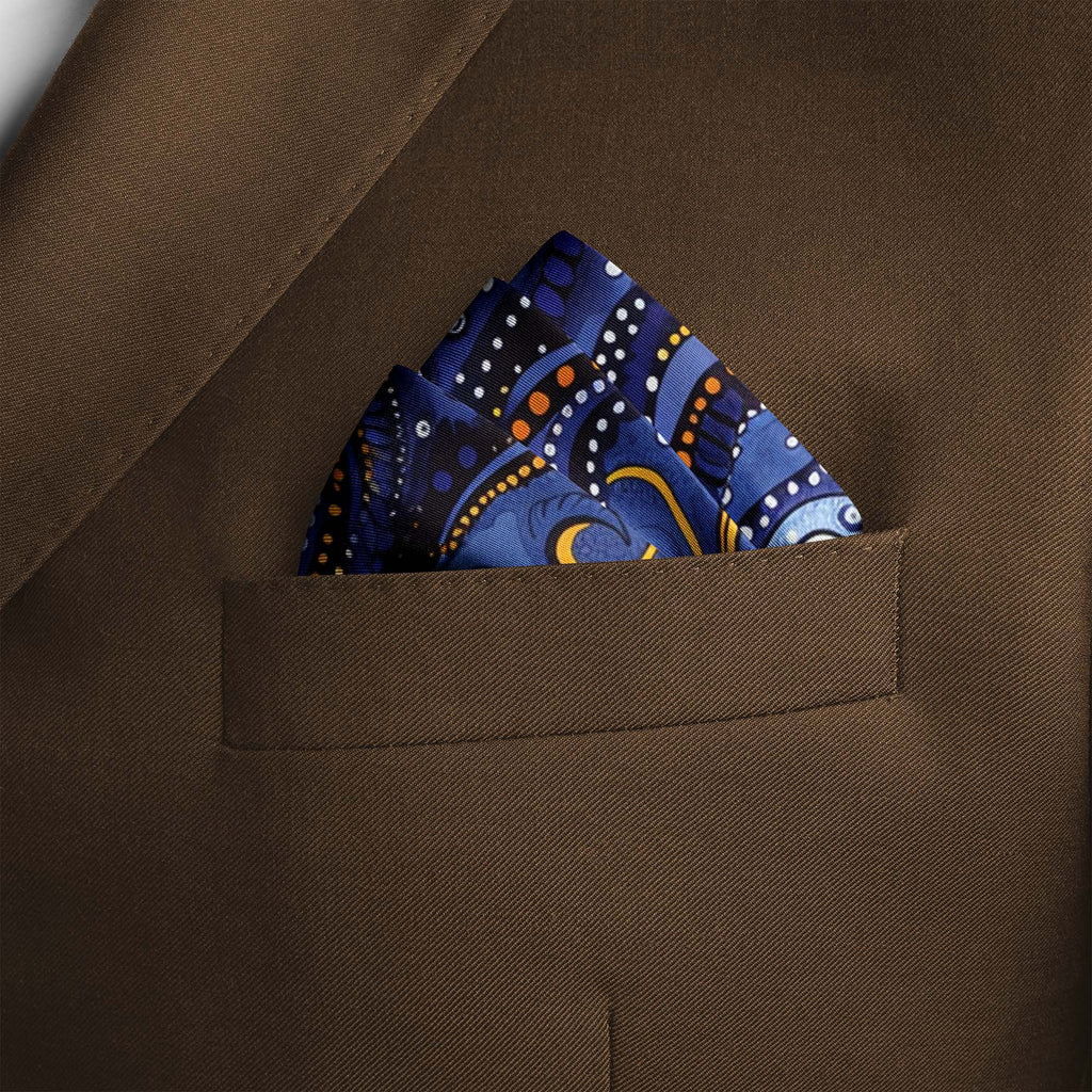 HAND DRAWN ABSTRACT SILK POCKET SQUARE
