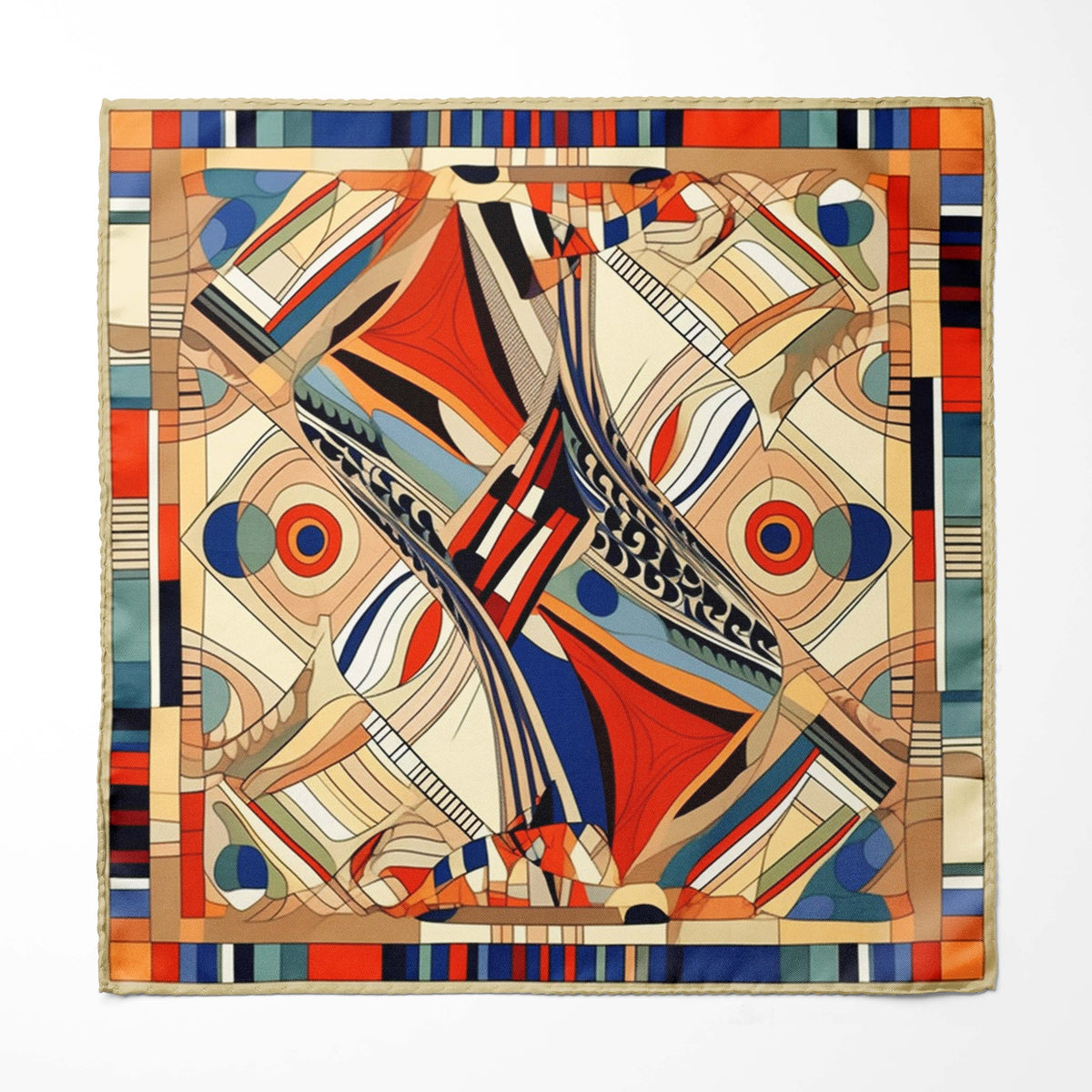 VINTAGE ART SILK POCKET SQUARE