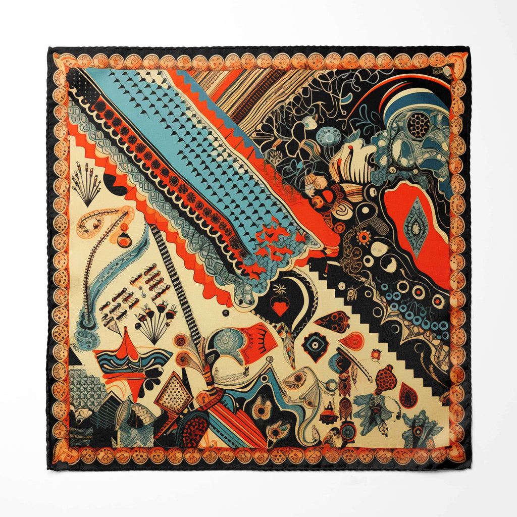 Printed Pocket Square | Unique Pocket Square | Black Wolf