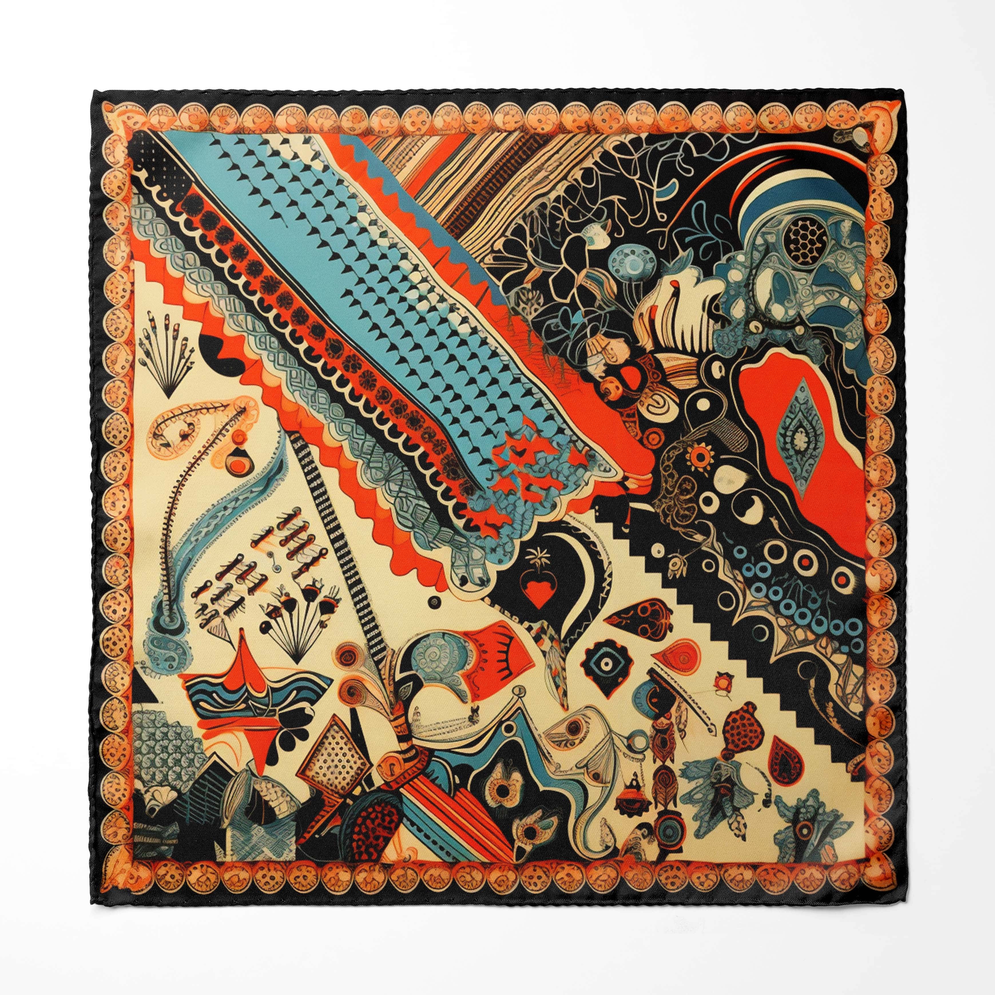 Printed Pocket Square | Unique Pocket Square | Black Wolf