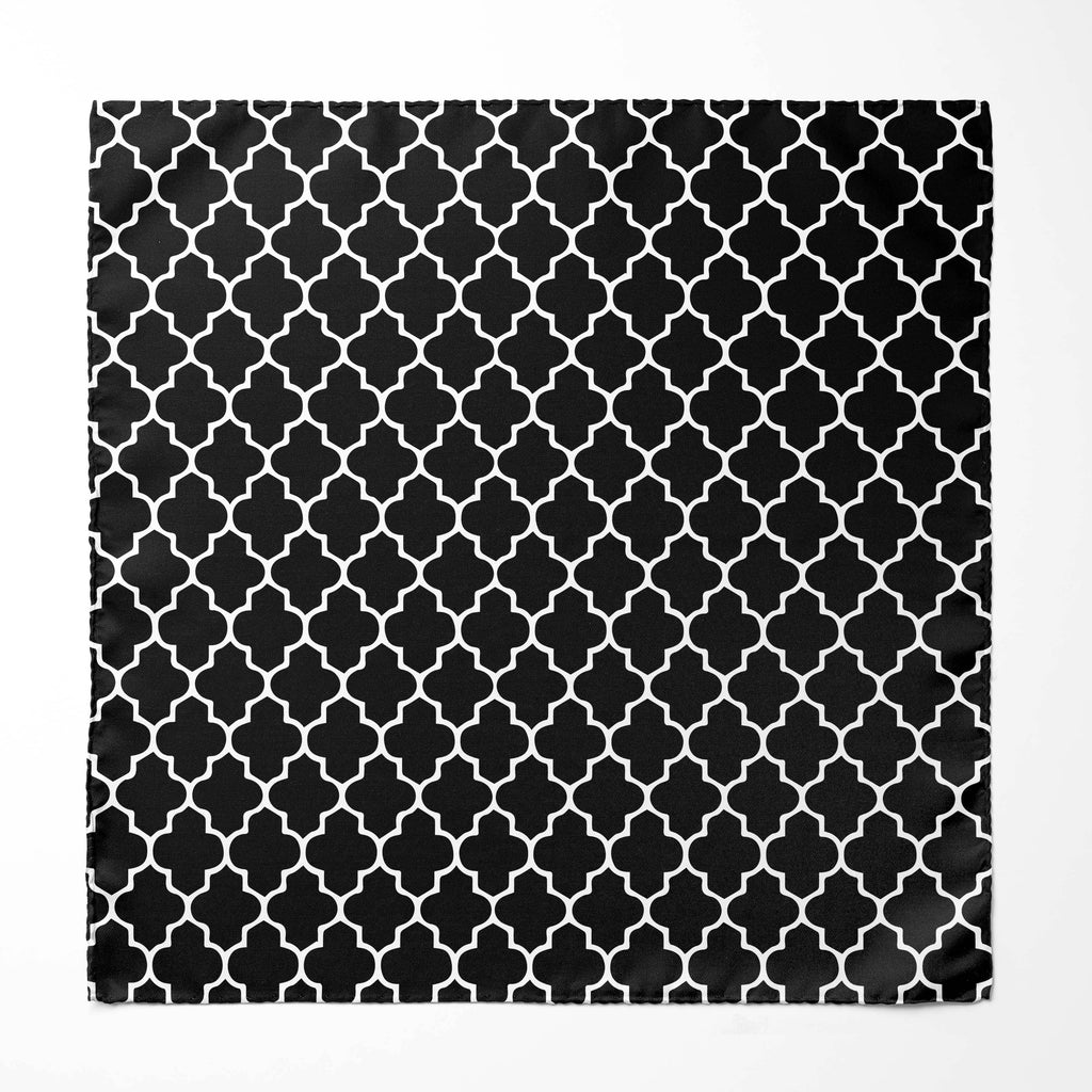 SILVER GEOMETRIC SILK POCKET SQUARE