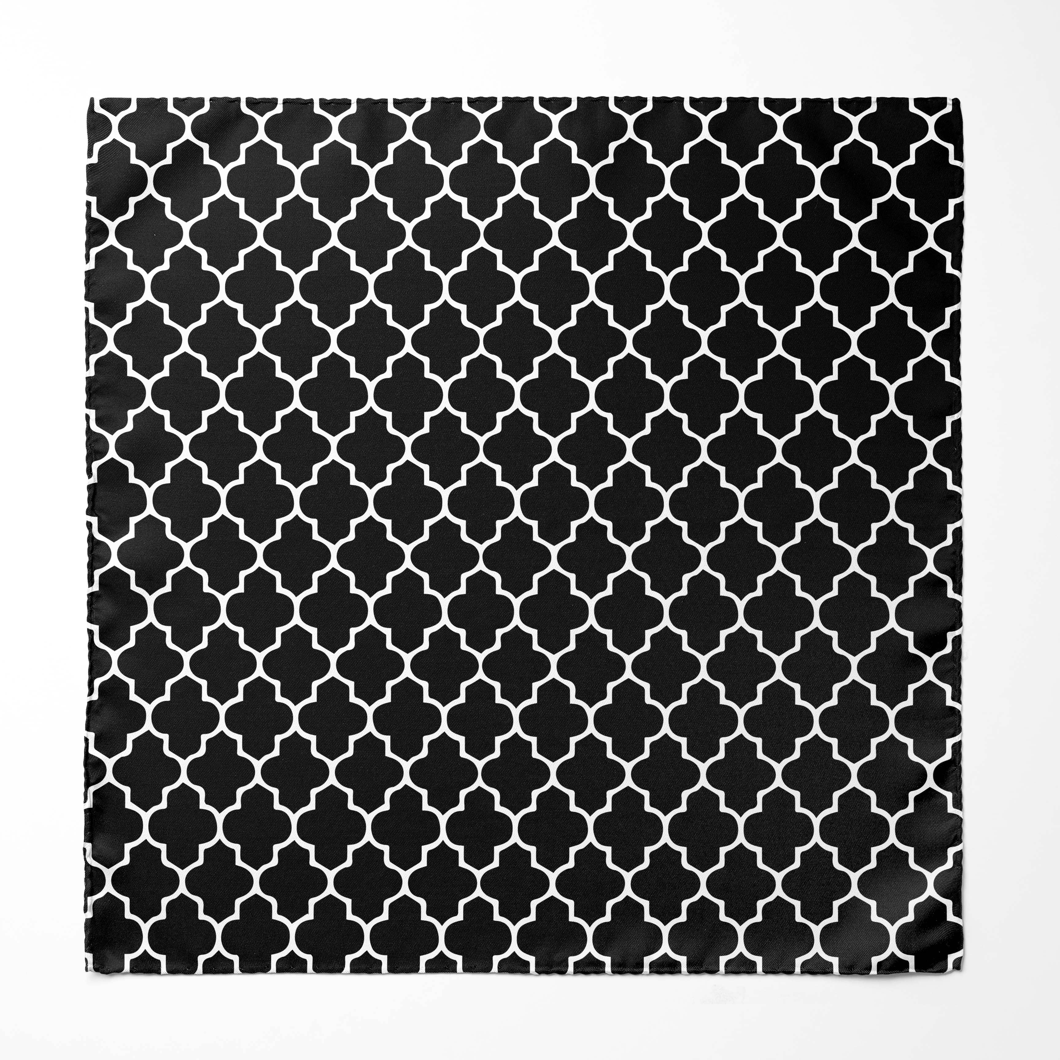 SILVER GEOMETRIC SILK POCKET SQUARE