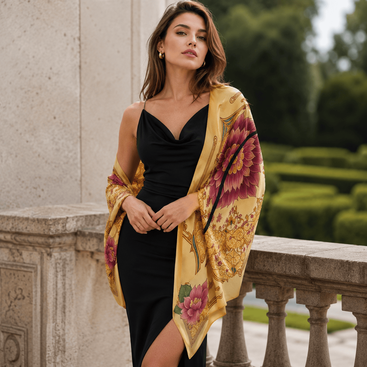 MAJESTIC LOTUS SILK LONG LADIES SCARF
