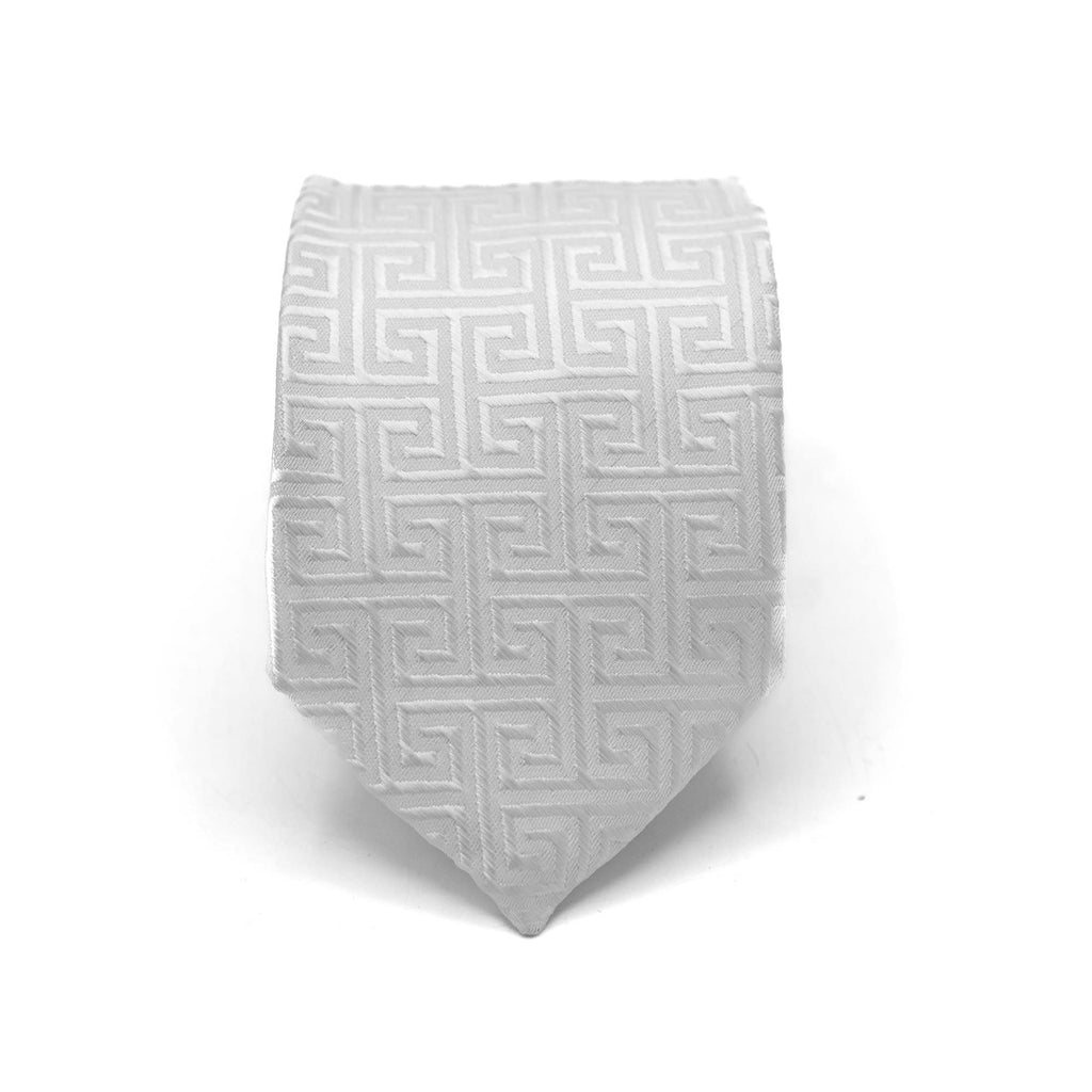 ZEUS WHITE REGAL TIE AND POCKET SQUARE SET