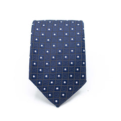 ROYAL BLUE GRID TIE AND POCKET SQUARE SET