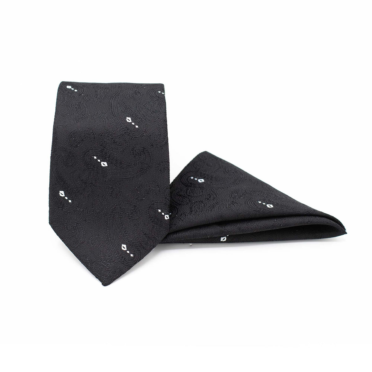 BLACK MIRAGE TIE AND POCKET SQUARE SET