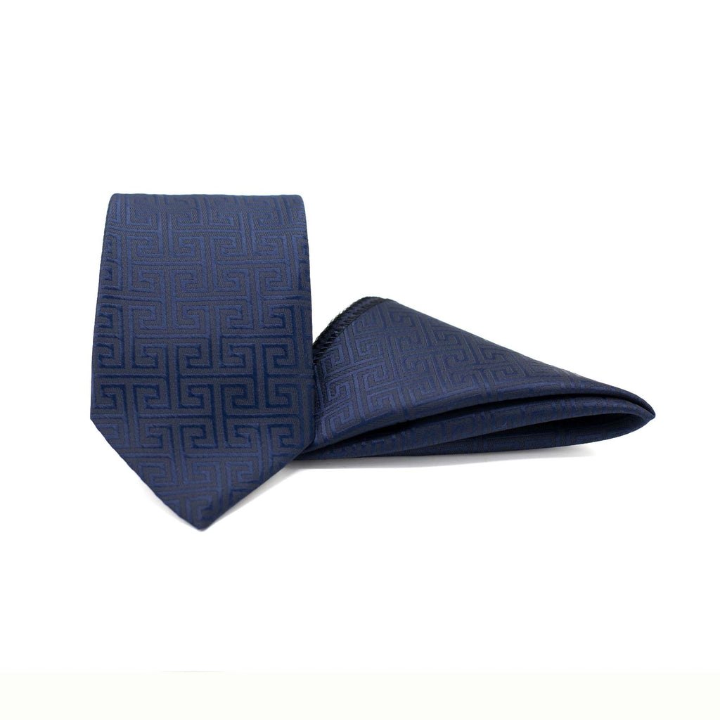 ATHENA NAVY TIE AND POCKET SQUARE SET