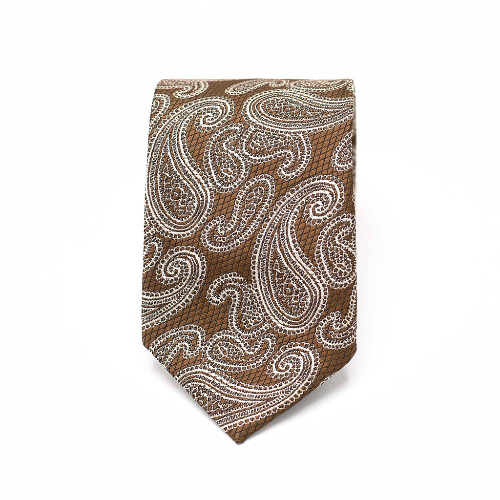 BRONZE PAISLEY TIE AND POCKET SQUARE SET