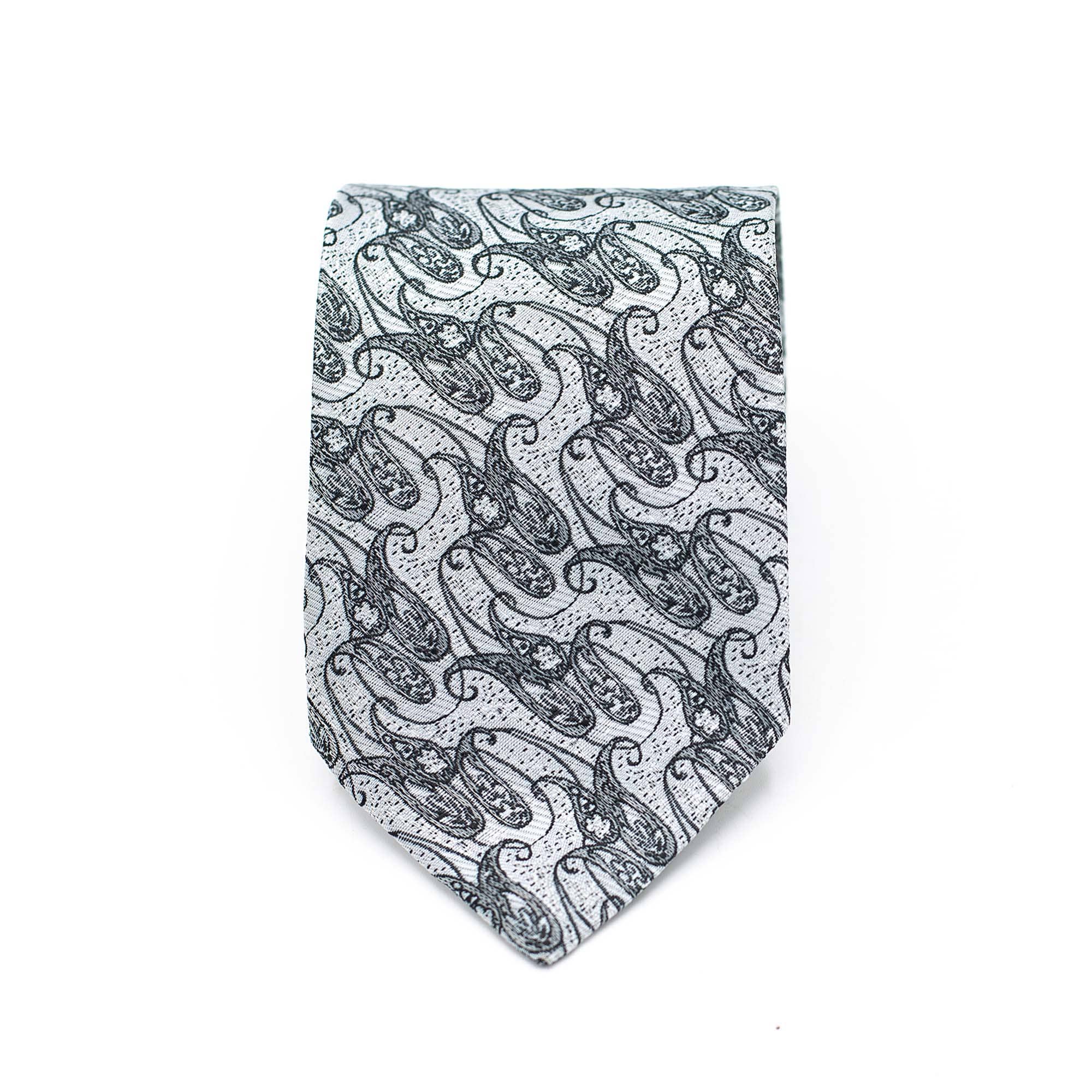 MONOCHROME PAISLEY TIE AND POCKET SQUARE SET