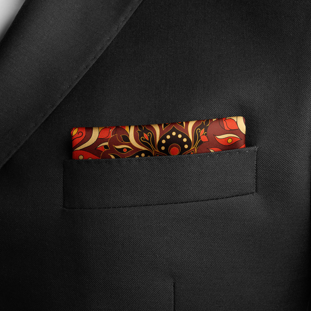 BATIK FLOWER SILK POCKET SQUARE