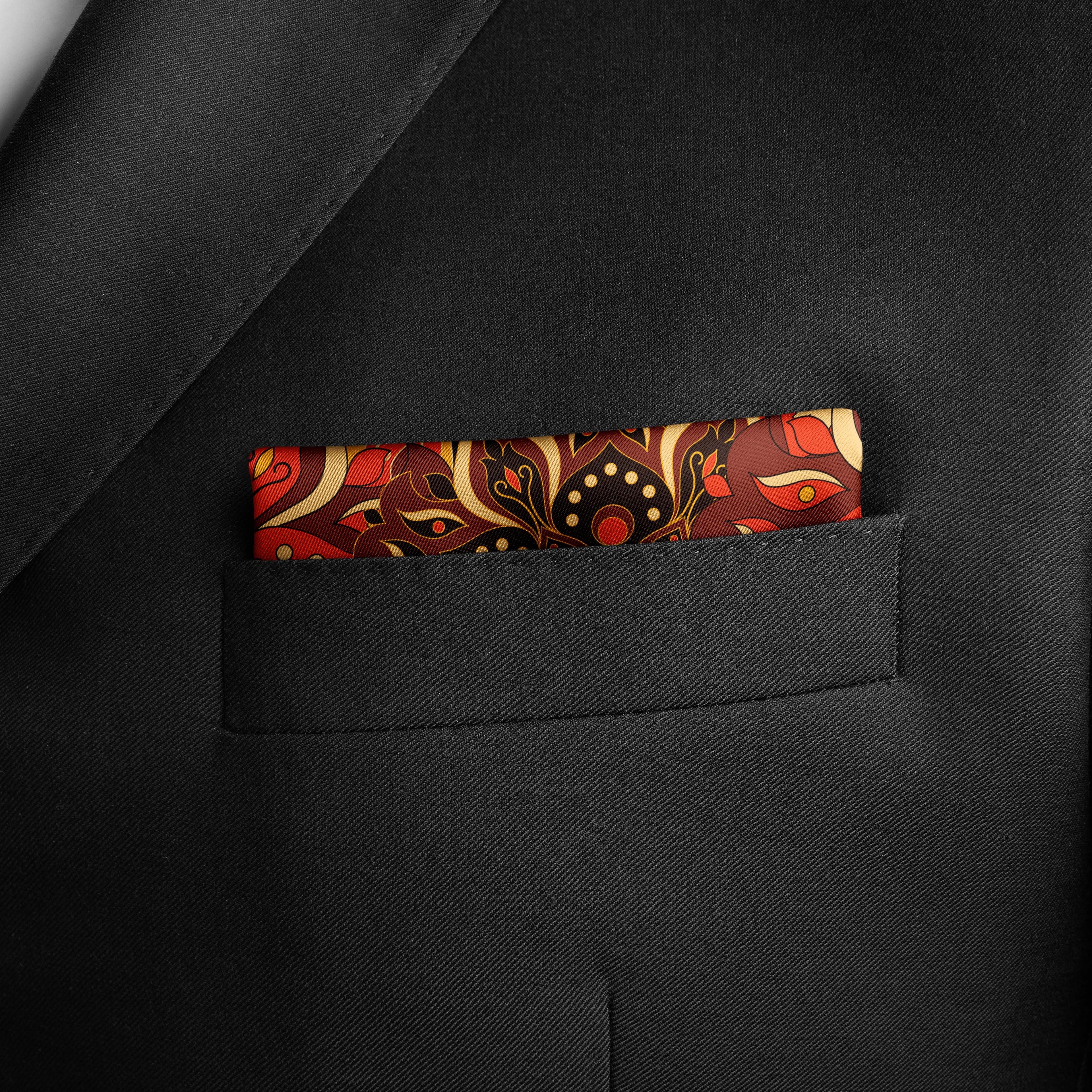 BATIK FLOWER SILK POCKET SQUARE