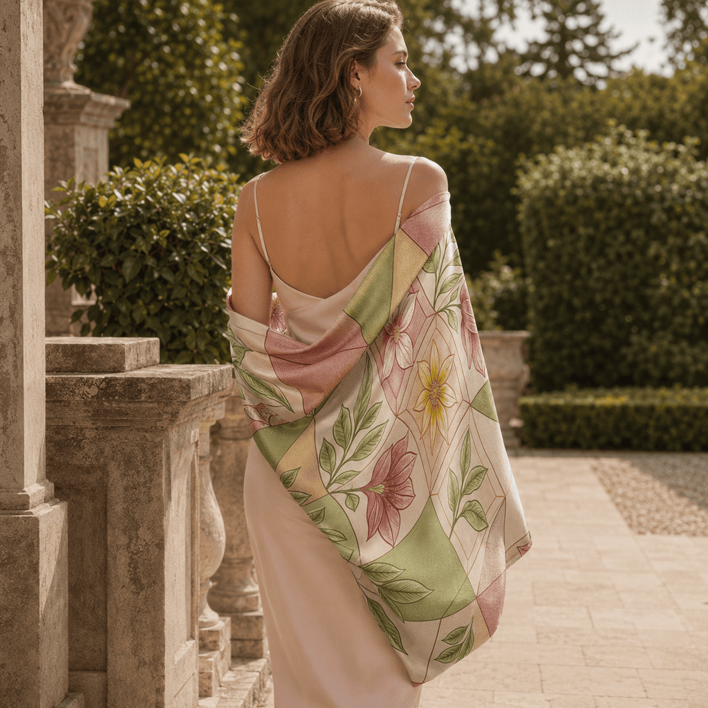 PASTEL BOTANICAL SILK LONG LADIES SCARF