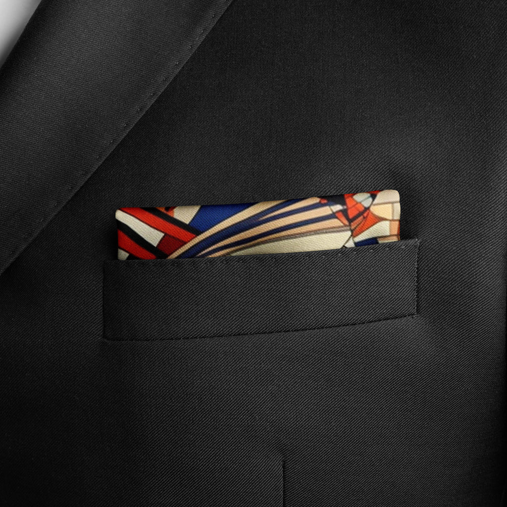 VINTAGE ART SILK POCKET SQUARE