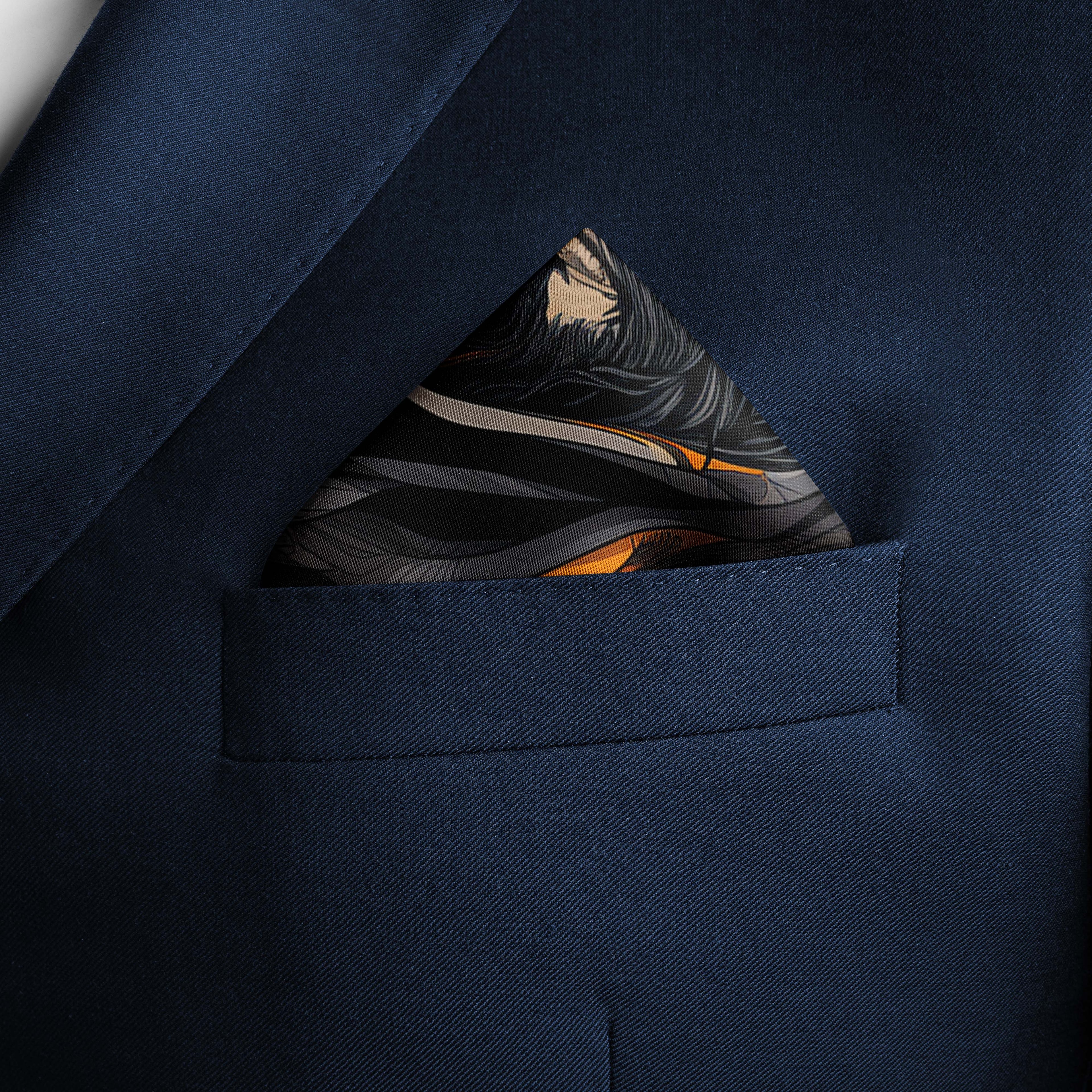 Men's Pocket Squares | Print Pocket Square | Black Wolf