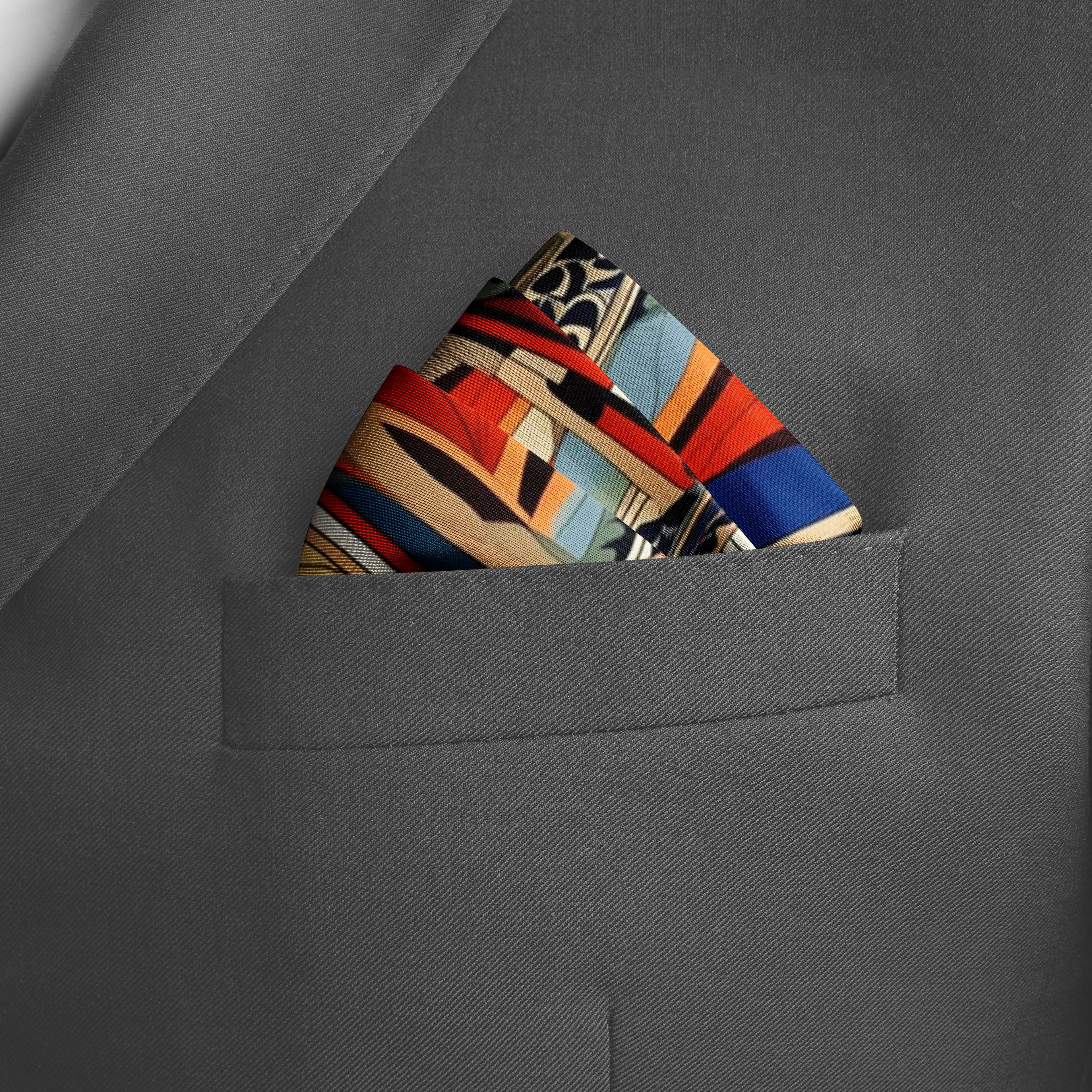 VINTAGE ART SILK POCKET SQUARE