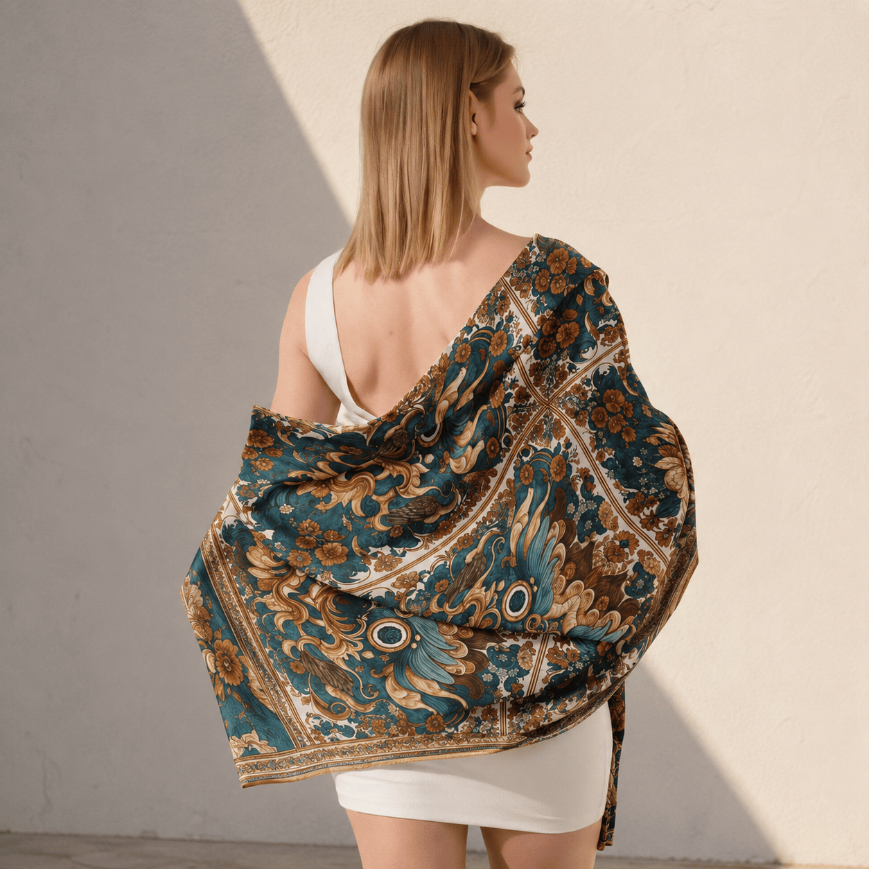 REGAL CELESTIAL DRAGON SILK LONG LADIES SCARF
