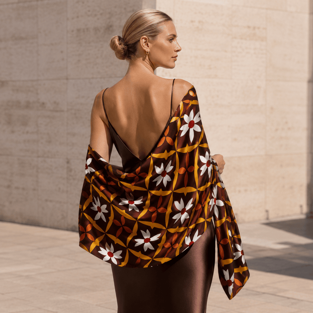 RETRO BLOOM SILK LONG LADIES SCARF