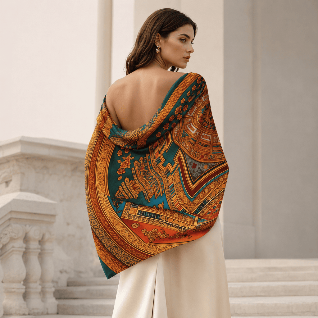 SACRED DHARMA MANDALA SILK LONG LADIES SCARF